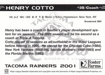 2001 Grandstand Tacoma Rainiers #NNO Henry Cotto Back