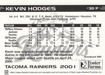 2001 Grandstand Tacoma Rainiers #NNO Kevin Hodges Back