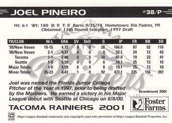 2001 Grandstand Tacoma Rainiers #NNO Joel Pineiro Back
