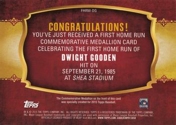 2015 Topps - First Home Run Medallions #FHRM-DG Dwight Gooden Back