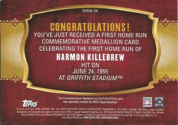 2015 Topps - First Home Run Medallions #FHRM-HK Harmon Killebrew Back