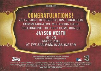 2015 Topps - First Home Run Medallions #FHRM-JW Jayson Werth Back