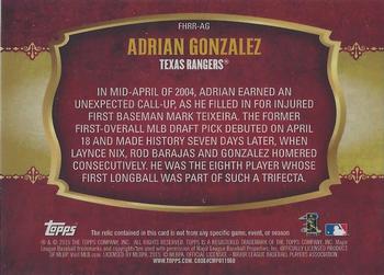 2015 Topps - First Home Run Relics (Series One) #FHRR-AG Adrian Gonzalez Back