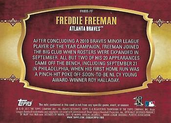 2015 Topps - First Home Run Relics (Series One) #FHRR-FF Freddie Freeman Back