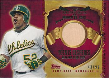 2015 Topps - First Home Run Relics (Series One) #FHRR-YC Yoenis Cespedes Front