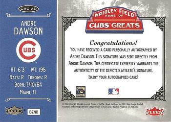 2006 Fleer Greats of the Game - Cubs Greats Autograph #CHC-AD Andre Dawson Back