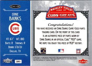 2006 Fleer Greats of the Game - Cubs Greats Memorabilia #CHC-EB Ernie Banks Back