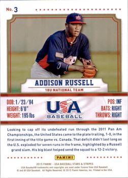 2015 Panini USA Baseball Stars & Stripes #3 Addison Russell Back
