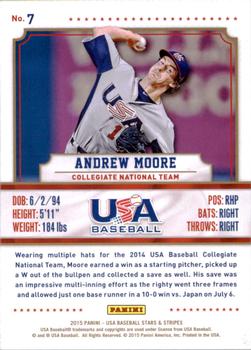 2015 Panini USA Baseball Stars & Stripes #7 Andrew Moore Back