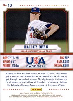 2015 Panini USA Baseball Stars & Stripes #10 Bailey Ober Back