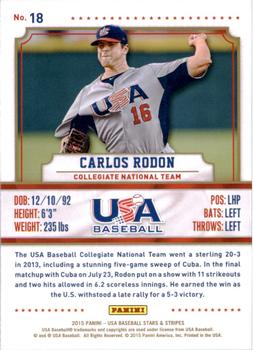 2015 Panini USA Baseball Stars & Stripes #18 Carlos Rodon Back