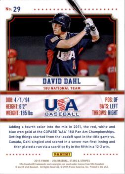 2015 Panini USA Baseball Stars & Stripes #29 David Dahl Back