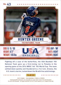 2015 Panini USA Baseball Stars & Stripes #43 Hunter Greene Back