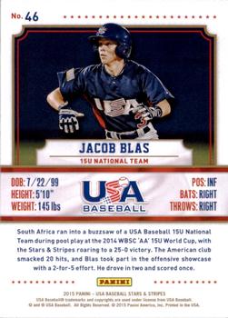2015 Panini USA Baseball Stars & Stripes #46 Jacob Blas Back