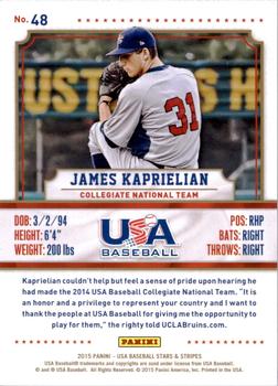 2015 Panini USA Baseball Stars & Stripes #48 James Kaprielian Back