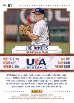 2015 Panini USA Baseball Stars & Stripes #51 Joe DeMers Back