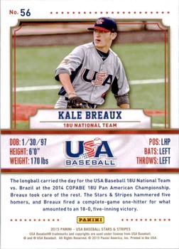 2015 Panini USA Baseball Stars & Stripes #56 Kale Breaux Back