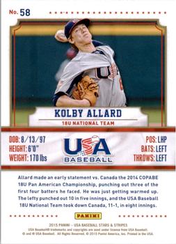 2015 Panini USA Baseball Stars & Stripes #58 Kolby Allard Back