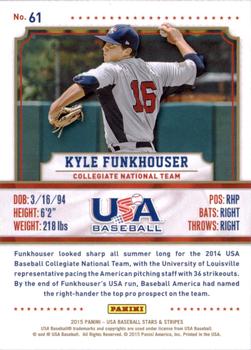 2015 Panini USA Baseball Stars & Stripes #61 Kyle Funkhouser Back