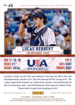 2015 Panini USA Baseball Stars & Stripes #65 Lucas Herbert Back