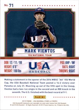 2015 Panini USA Baseball Stars & Stripes #71 Mark Vientos Back