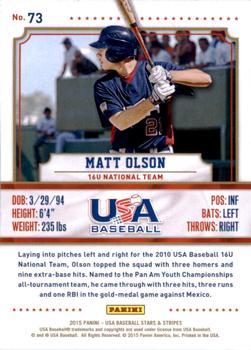 2015 Panini USA Baseball Stars & Stripes #73 Matt Olson Back