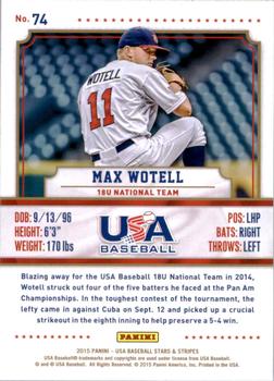 2015 Panini USA Baseball Stars & Stripes #74 Max Wotell Back