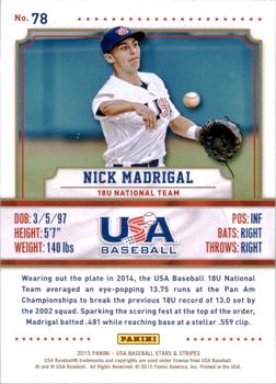 2015 Panini USA Baseball Stars & Stripes #78 Nick Madrigal Back