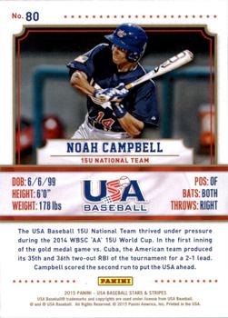 2015 Panini USA Baseball Stars & Stripes #80 Noah Campbell Back