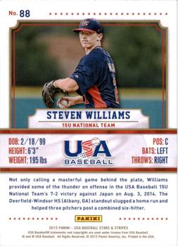 2015 Panini USA Baseball Stars & Stripes #88 Steven Williams Back