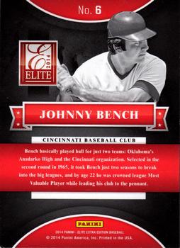 2014 Panini Elite Extra Edition - Historic Picks #6 Johnny Bench Back