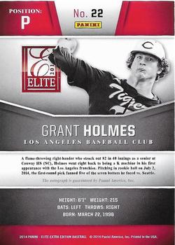 2014 Panini Elite Extra Edition - Prospects Signatures #22 Grant Holmes Back