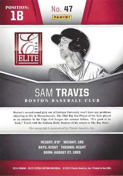2014 Panini Elite Extra Edition - Prospects Signatures #47 Sam Travis Back
