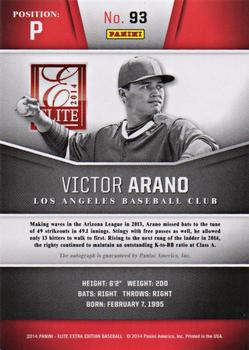 2014 Panini Elite Extra Edition - Prospects Signatures #93 Victor Arano Back