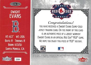 2006 Fleer Greats of the Game - Red Sox Greats Memorabilia #BOS-DE Dwight Evans Back