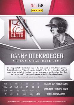 2014 Panini Elite Extra Edition - Signature Status Blue #52 Danny Diekroeger Back