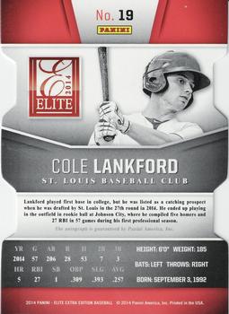 2014 Panini Elite Extra Edition - Signature Status Emerald #19 Cole Lankford Back