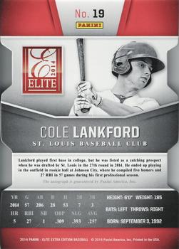 2014 Panini Elite Extra Edition - Signature Status Gold #19 Cole Lankford Back