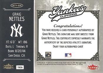 2006 Fleer Greats of the Game - Yankee Clippings Autograph #NYY-GN Graig Nettles Back