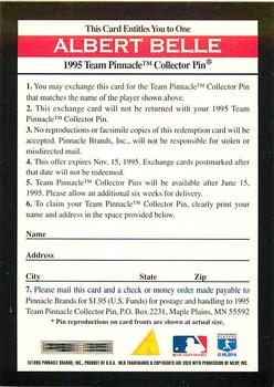 1995 Pinnacle - Team Pinnacle Collector Pin Redemptions #NNO Albert Belle Back