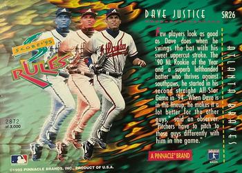 1995 Score - Score Rules Jumbo #SR26 David Justice Back