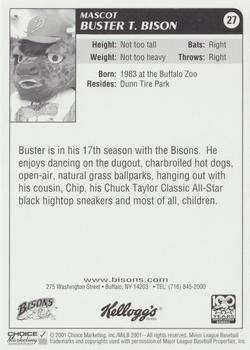 2001 Buster T. Bison Bobblehead. Mascot Of The Buffalo Bisons Baseball Team