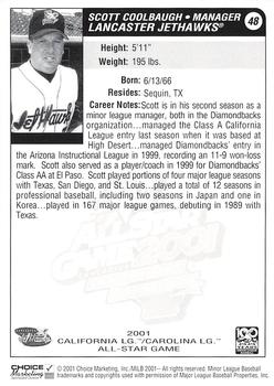 2001 Choice California-Carolina League All-Stars #48 Scott Coolbaugh Back