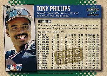1995 Score - Gold Rush #49 Tony Phillips Back