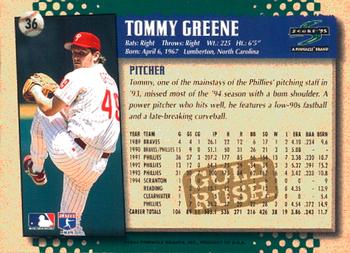 1995 Score - Gold Rush #36 Tommy Greene Back