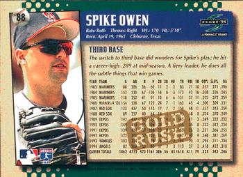 1995 Score - Gold Rush #88 Spike Owen Back