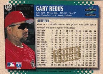 1995 Score - Gold Rush #103 Gary Redus Back