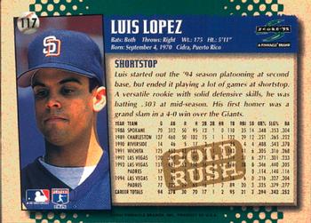 1995 Score - Gold Rush #117 Luis Lopez Back