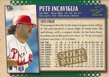 1995 Score - Gold Rush #131 Pete Incaviglia Back