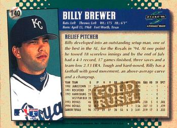 1995 Score - Gold Rush #140 Billy Brewer Back
